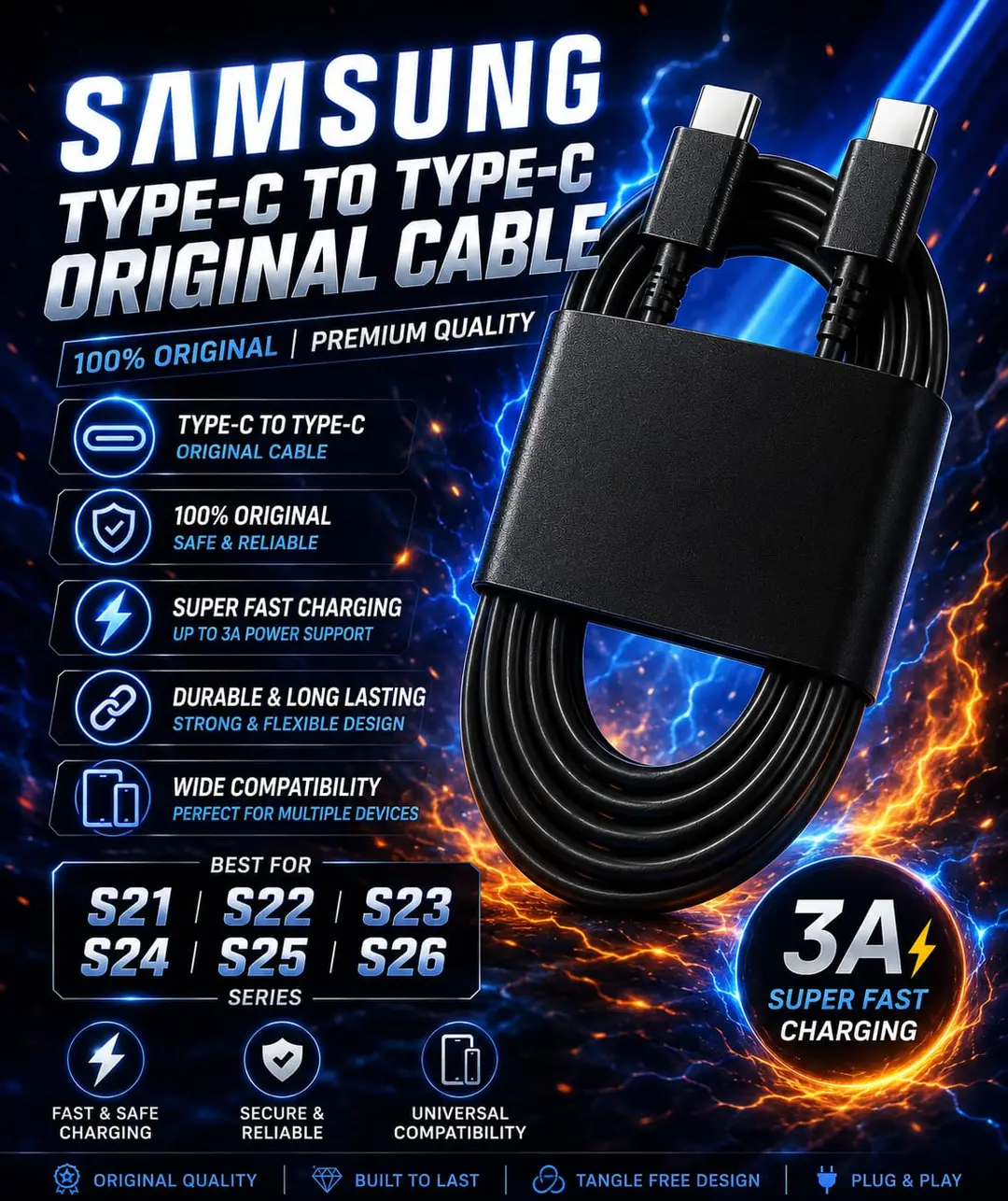 Samsung Galaxy Type C Cable Durable USB C Charging