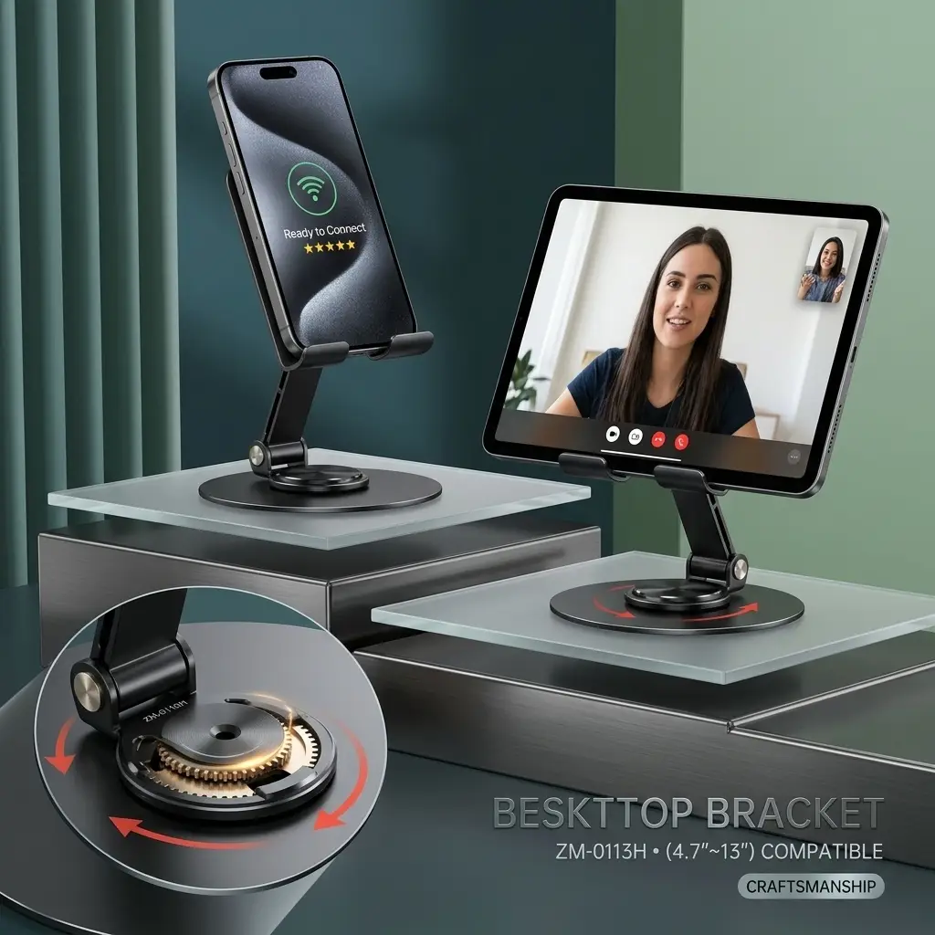 Adjustable Smartphone Stand Metal Desk Mount Holder