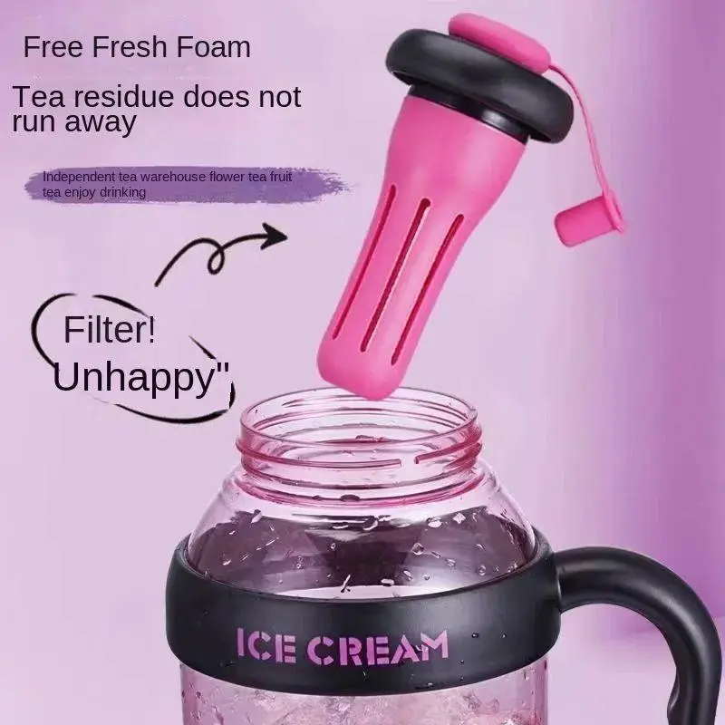 Gym Water Bottle Ice Cream Print ABS Plastic Leak Proof