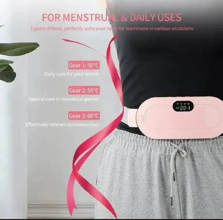 Period Cramp Relief Belt Portable Electric Heating Pad with Massager for Women