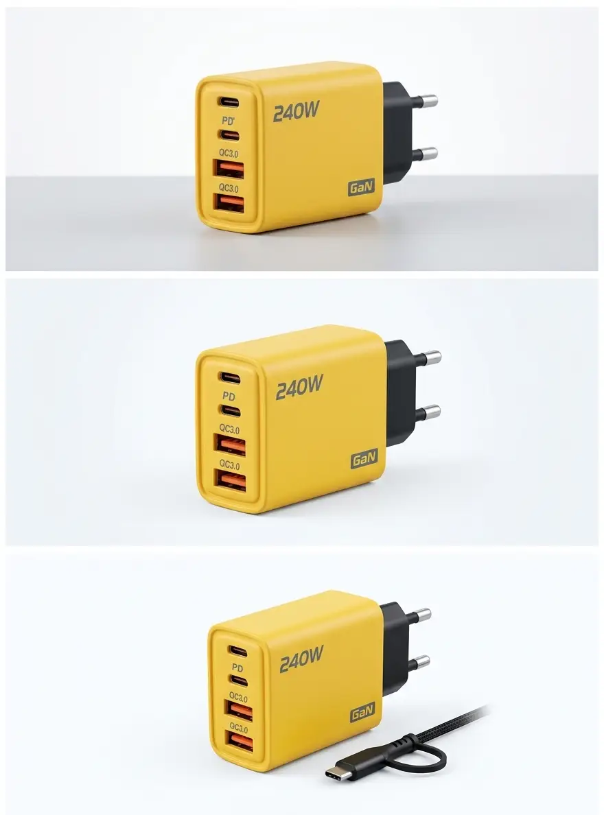 240W GaN 4-Port Fast Charger USB C PD Quick Charge