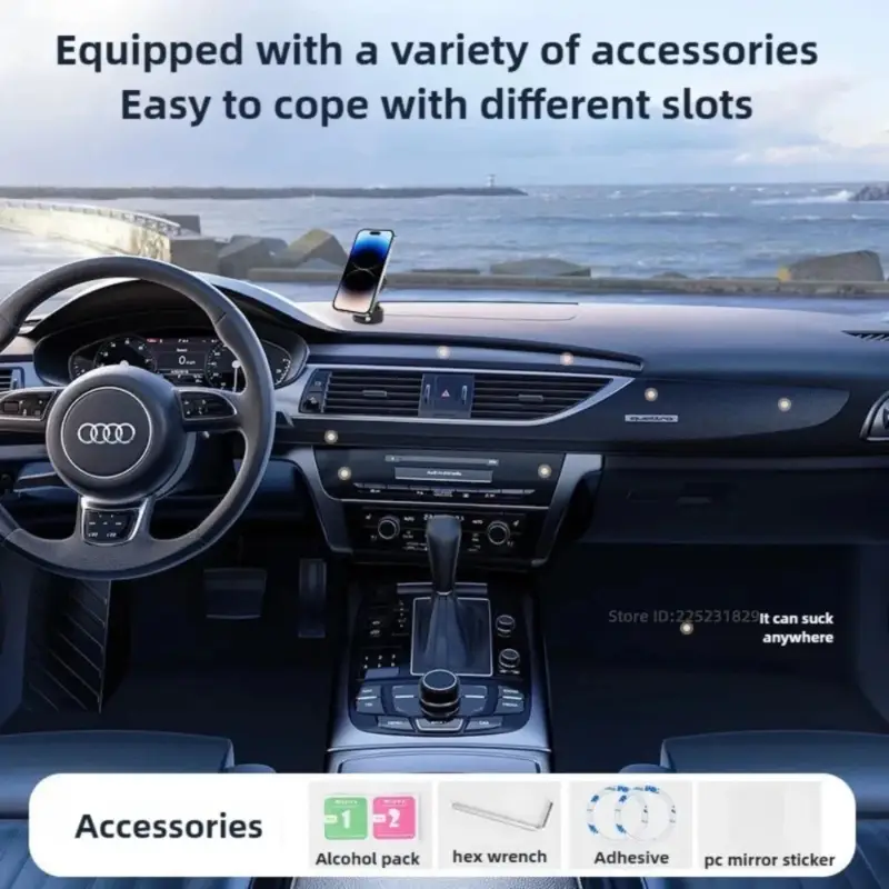 Magnetic Suction Phone Holder – 360° Adjustable Car & Desk Mobile Stand