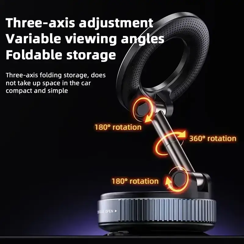 Magnetic 360° Car Phone Holder with Strong Suction Base