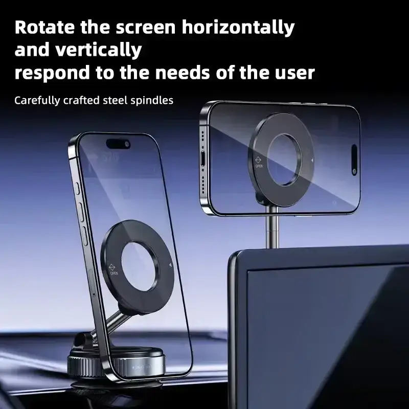 Magnetic 360° Car Phone Holder with Strong Suction Base