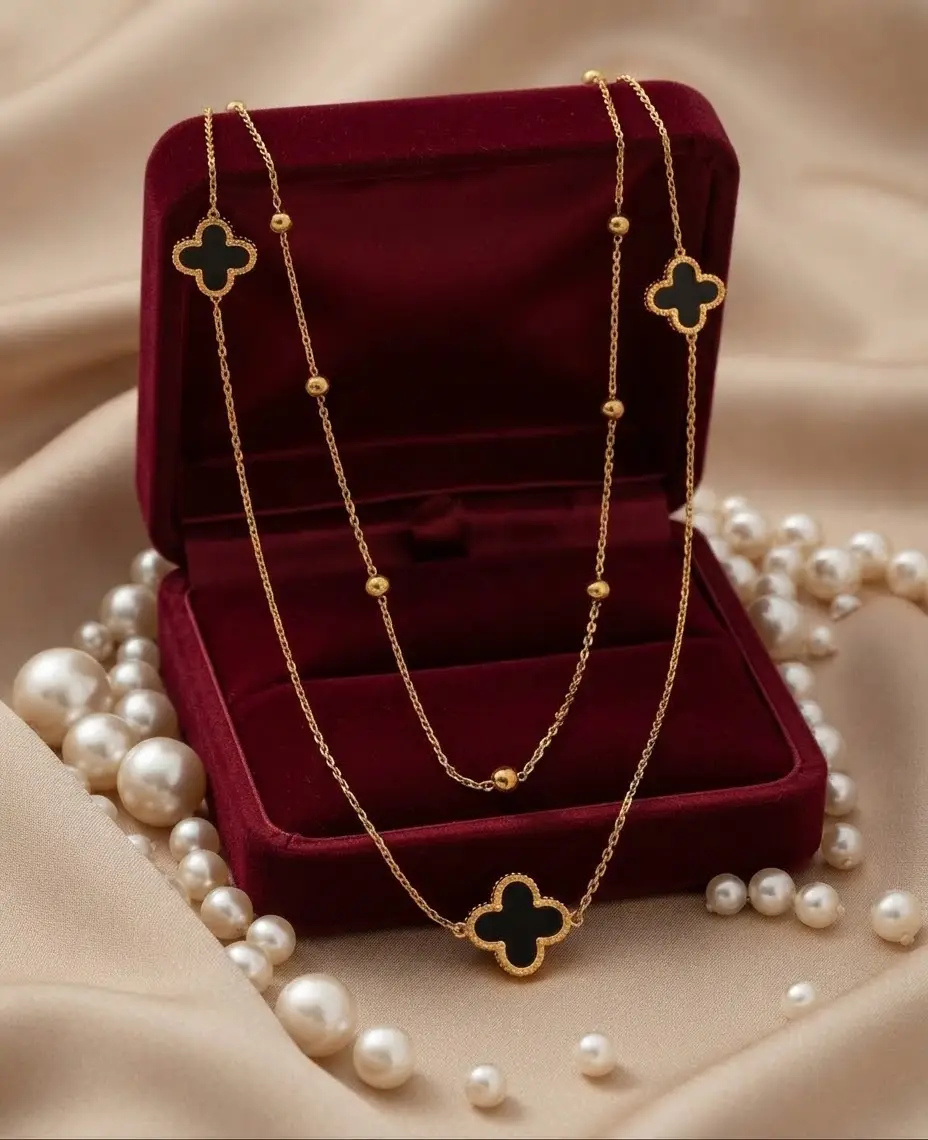 2 Layered stainless steel clover Chain