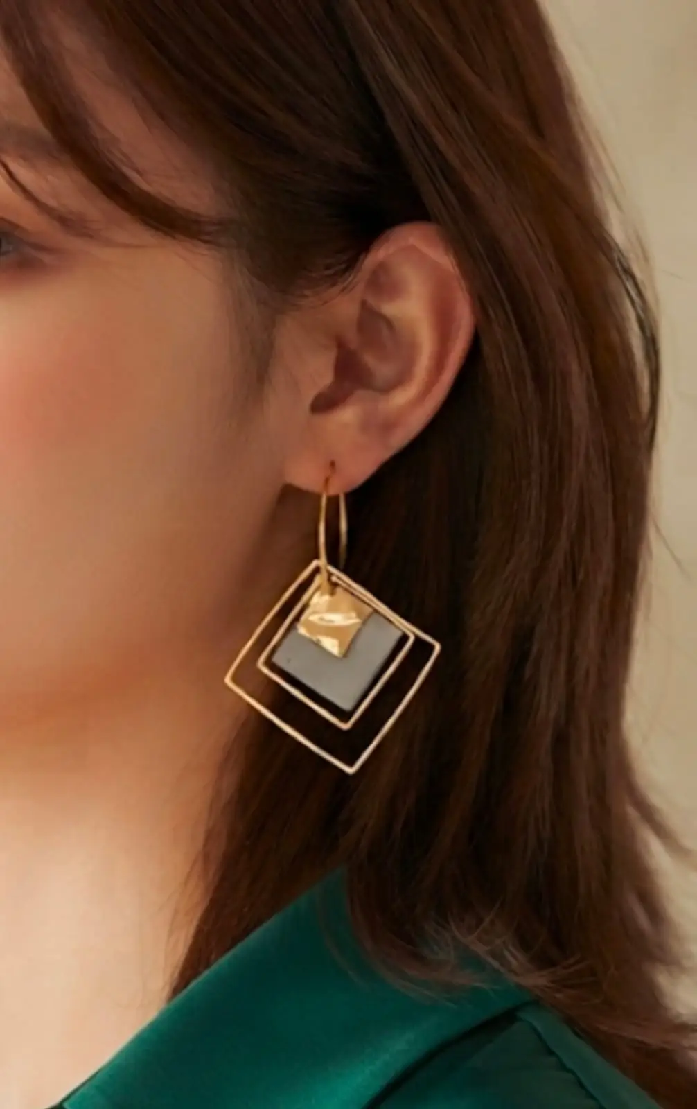 Modern Design 1 Carat Gold Plated  Dangling Earrings