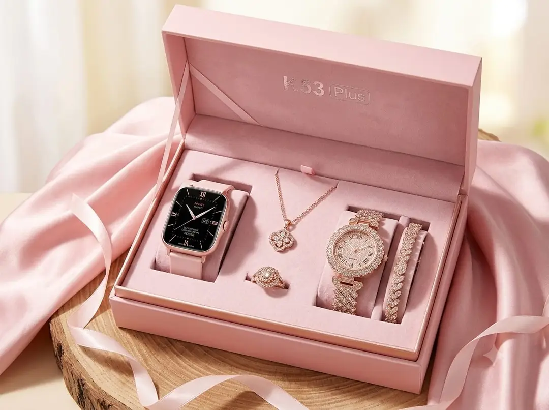 K53 Plus 5-in-1  Smartwatch & Jewelry Gift Box Set for Women