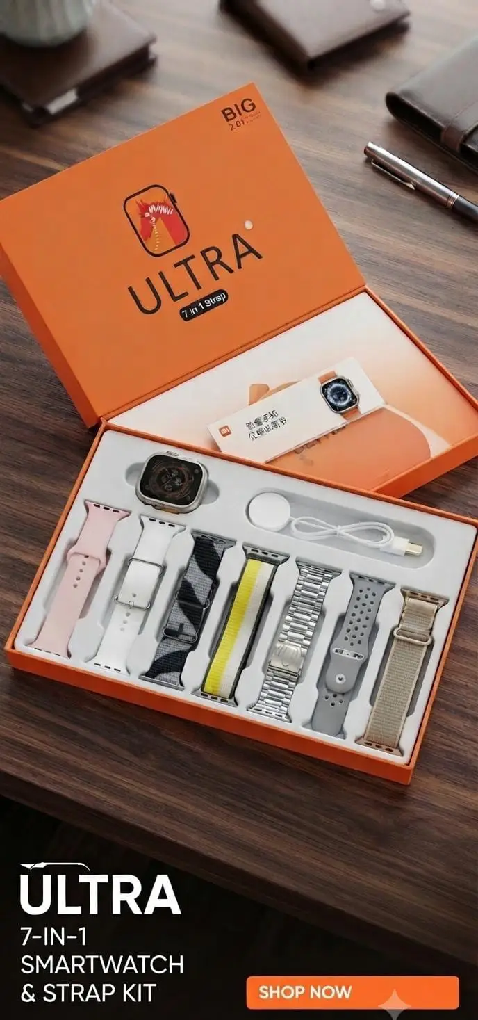 Ultra 7-in-1 Smartwatch Combo – Premium with 7 Straps