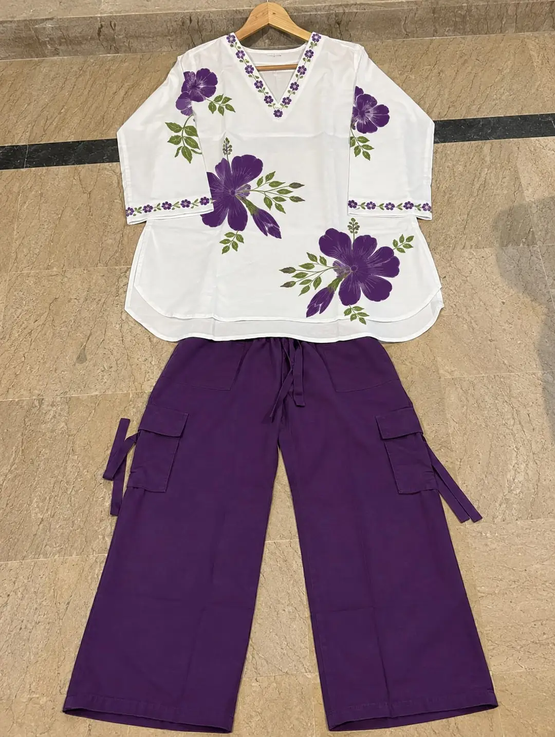 2 Pcs Women's Stitched Grip Printed Shirt And Trouser
