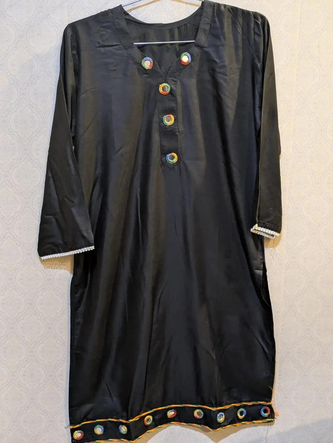 2 Pcs Women's Stitched mirror Linen Plain Shirt And Trouser