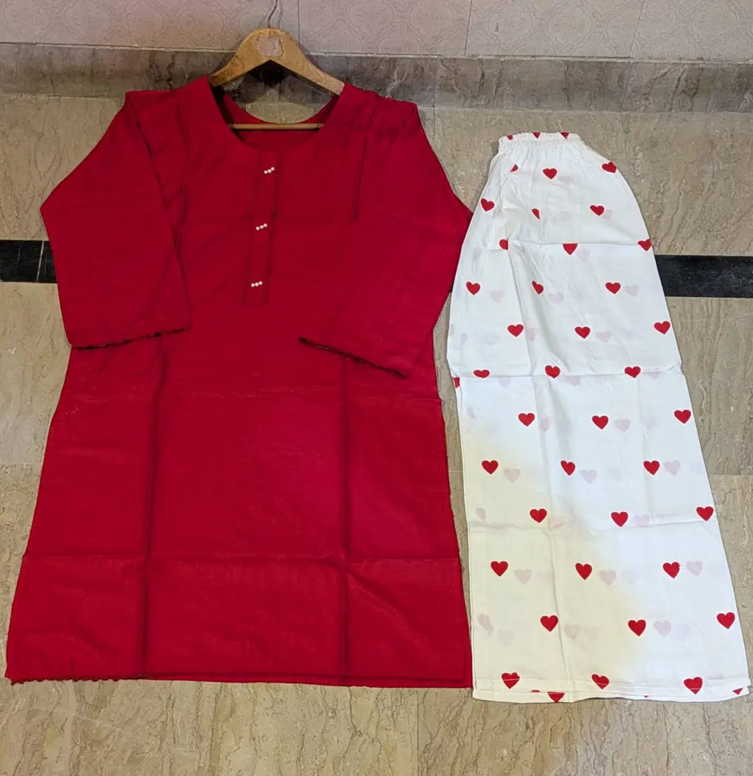 2 Pcs Women's Stitched Linen Plain Shirt And Trouser
