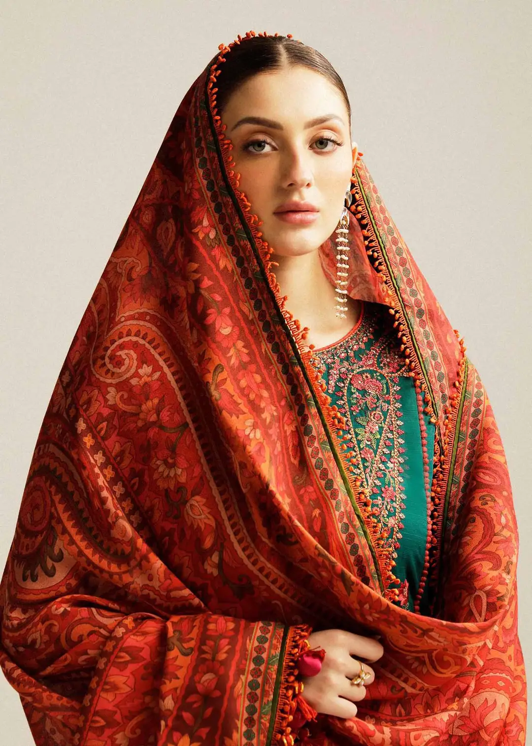 3 Pcs Women's Unstitched Embroidered Suit(HB)