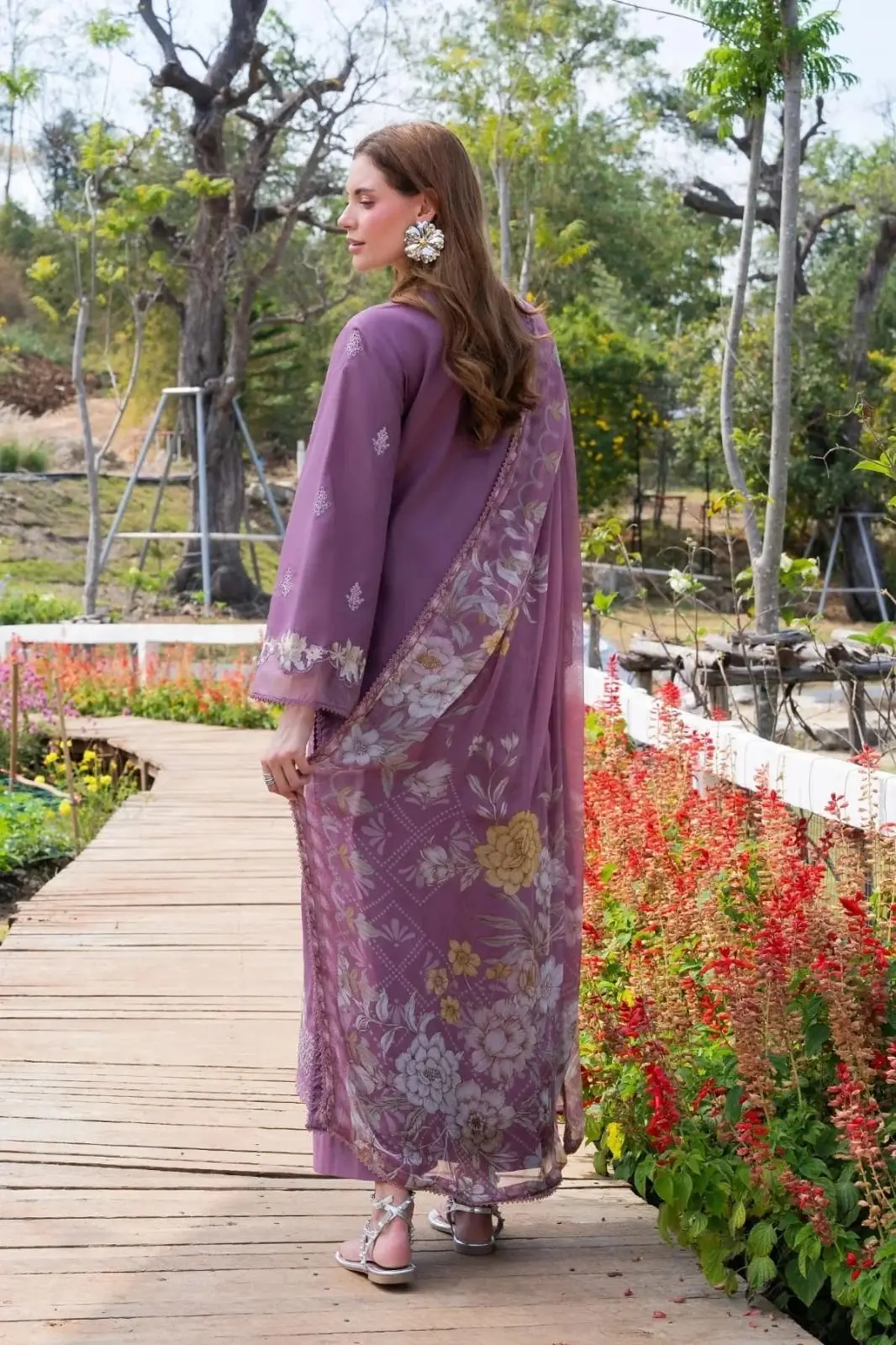 3 Pcs Women's Unstitched Embroidered Suit(HB)