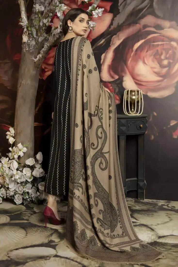 3 Pcs Women's Unstitched Embroidered Suit(HB)