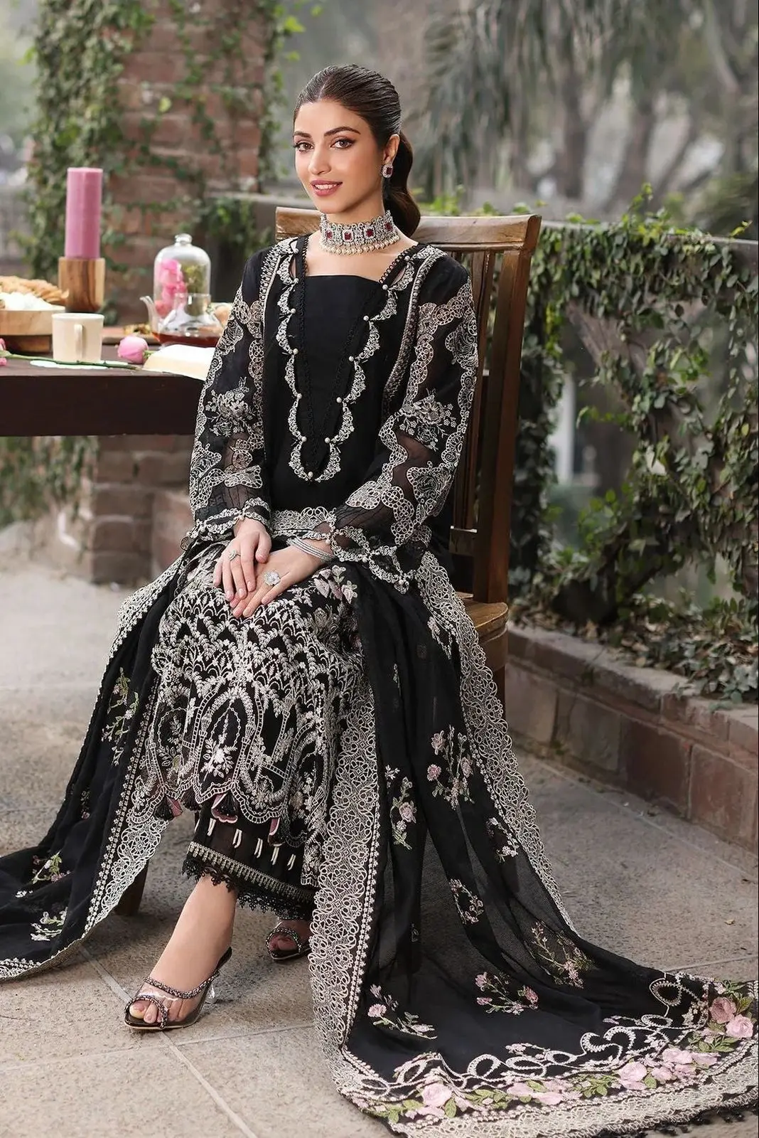 3 Pcs Women's Unstitched Embroidered Suit(HB)