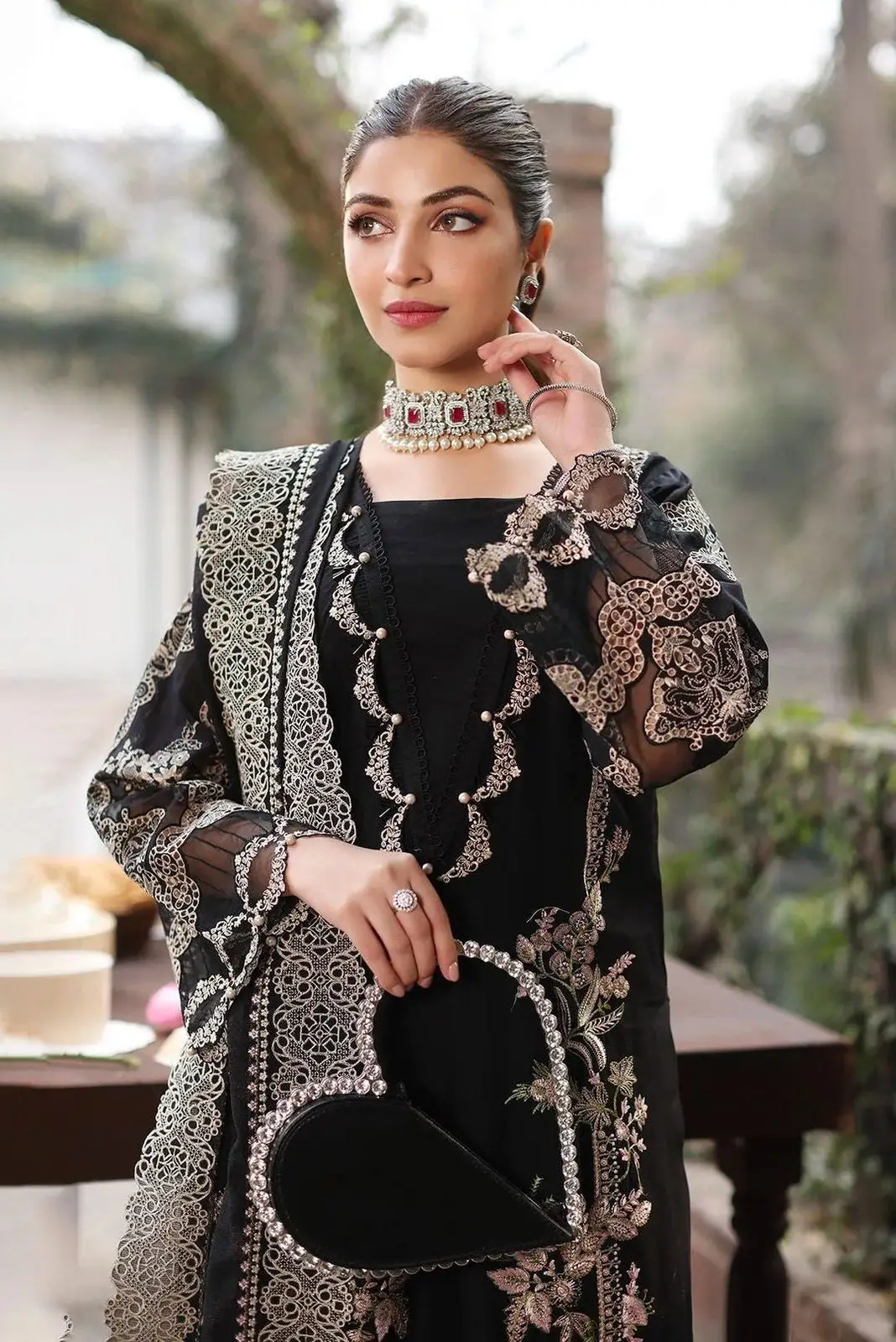 3 Pcs Women's Unstitched Embroidered Suit(HB)