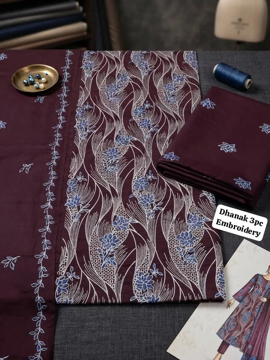 3 Pcs Women's Unstitched Embroidered Suit(MLight)