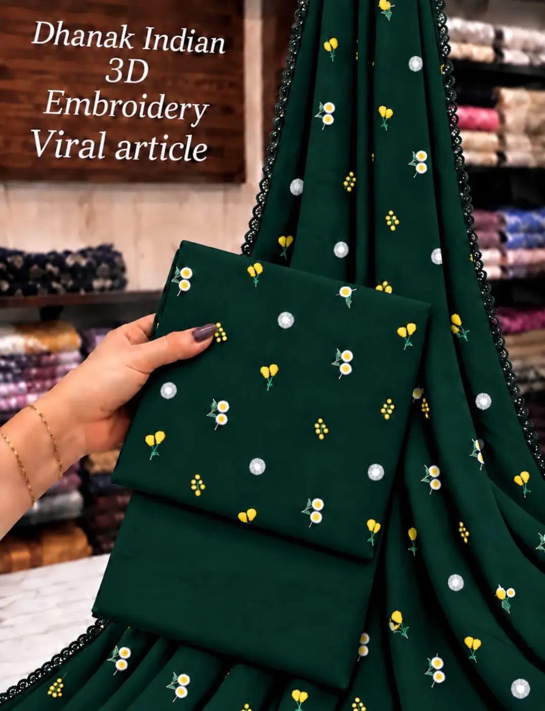 3 Pcs Women's Unstitched Embroidered Suit(bF)