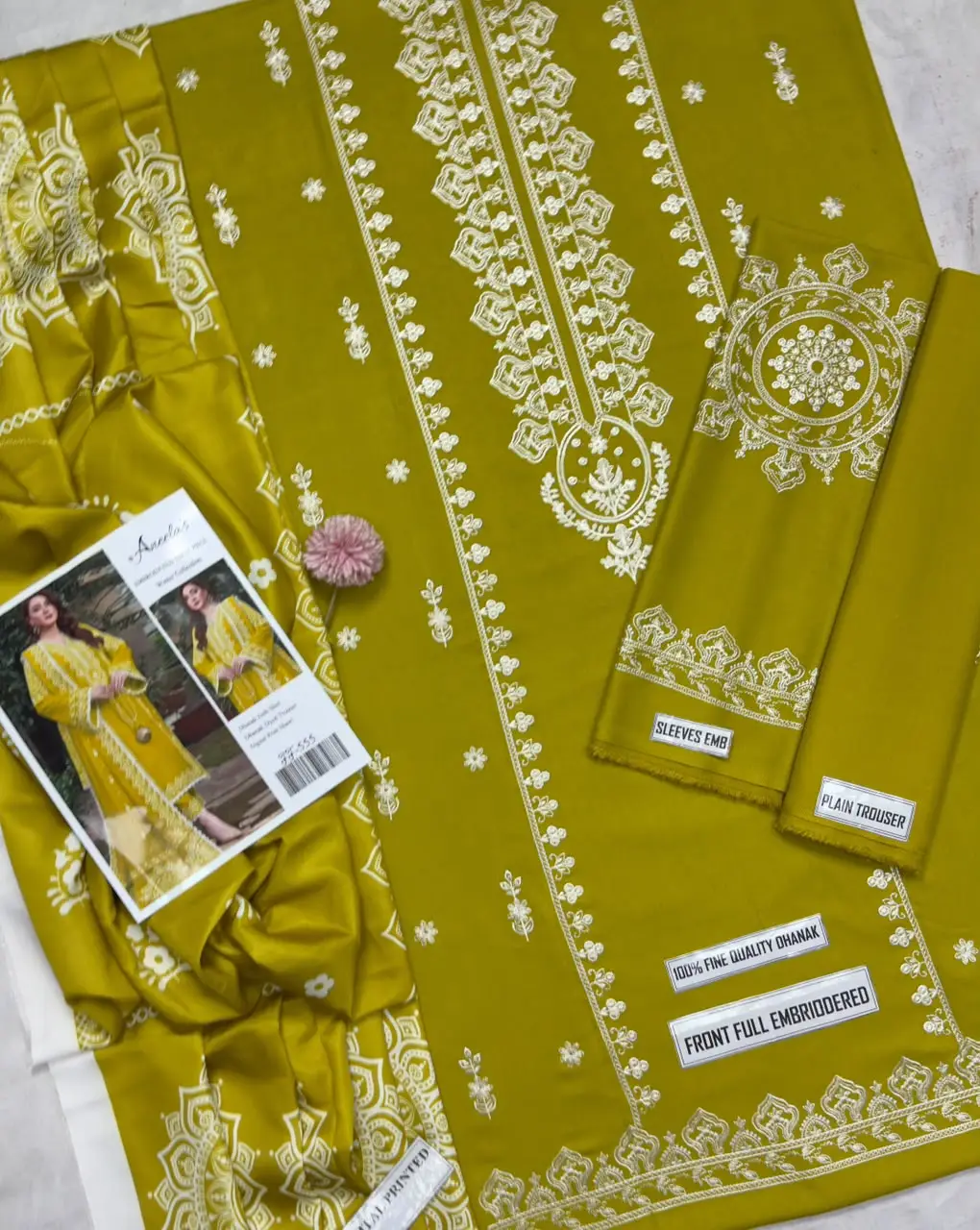 3 Pcs Women's Unstitched Embroidered Suit(F&f)