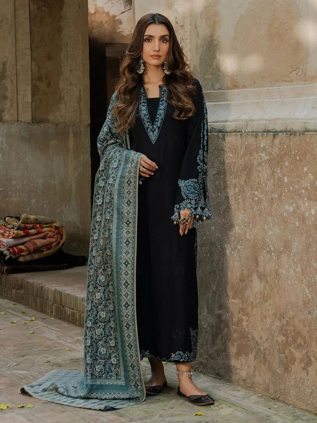 3 Pcs Women's Unstitched Embroidered Suit(A&C)