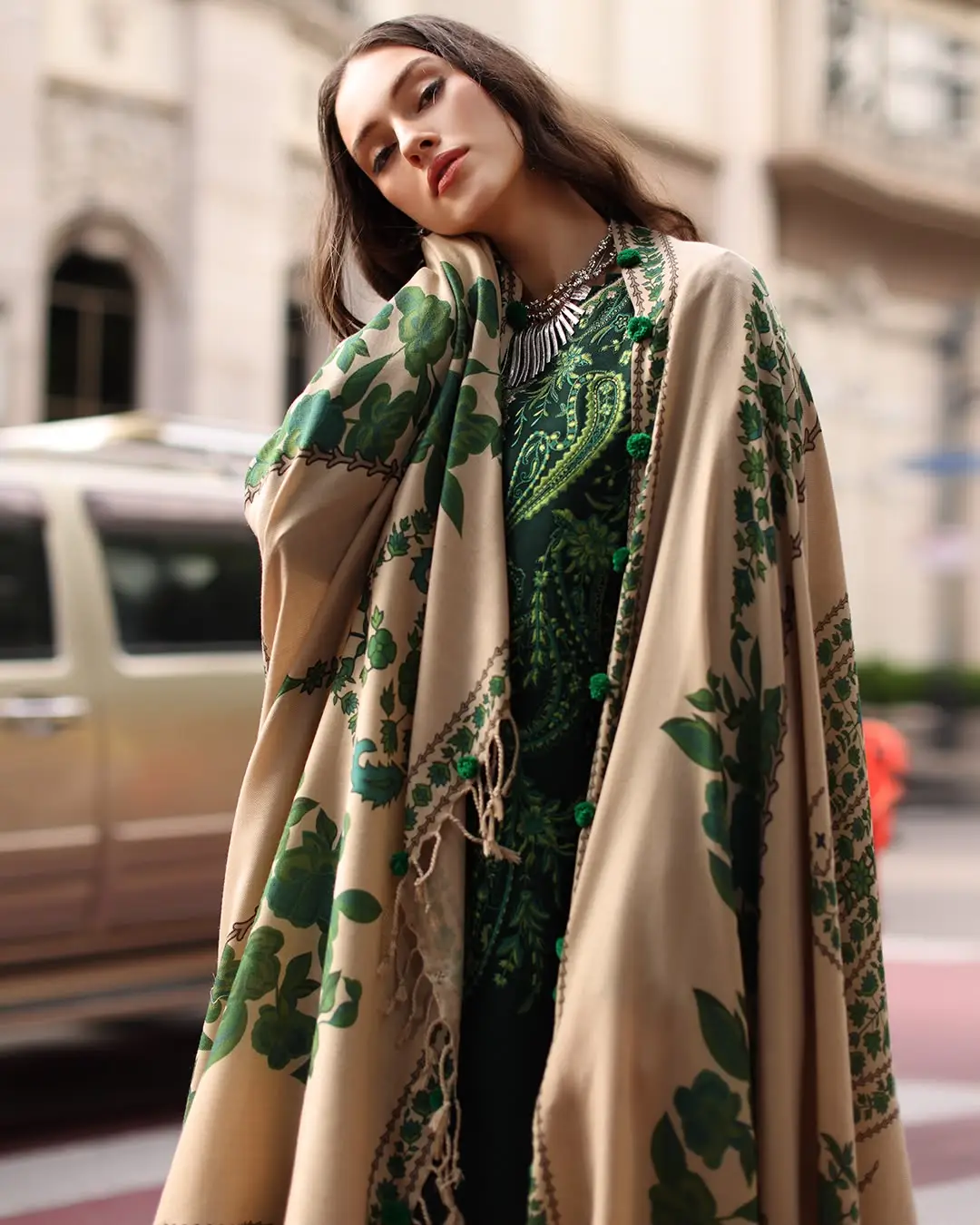 3 Pcs Women's Unstitched Embroidered Suit(nf)