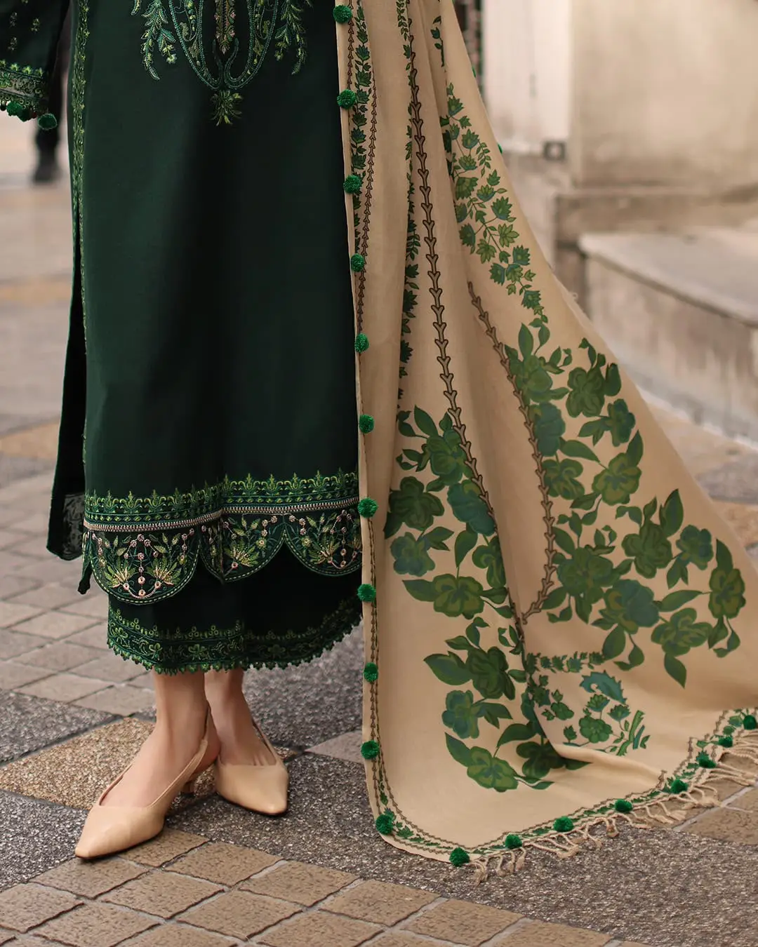 3 Pcs Women's Unstitched Embroidered Suit(nf)