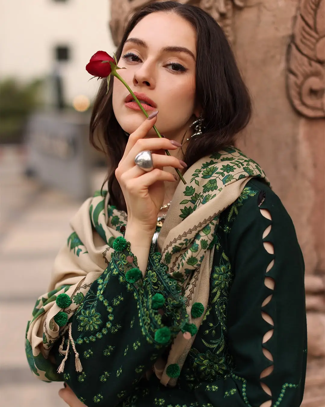 3 Pcs Women's Unstitched Embroidered Suit(nf)