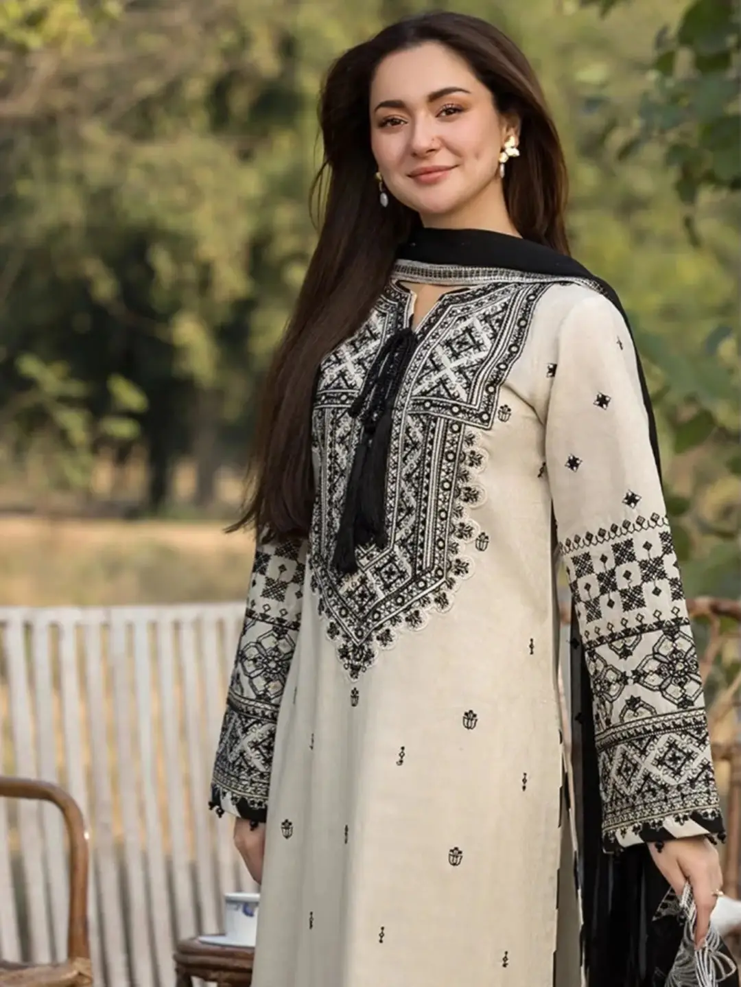 3 Pcs Women's Unstitched Embroidered Suit(nf)