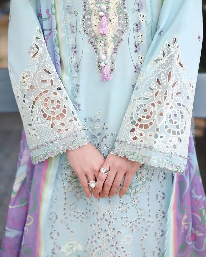 3 Pcs Women's Unstitched Embroidered Suit(nf)