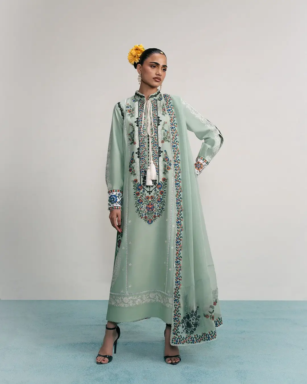 3 Pcs Women's Unstitched Embroidered Suit(nf)