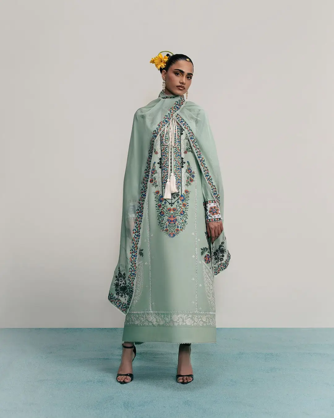 3 Pcs Women's Unstitched Embroidered Suit(nf)