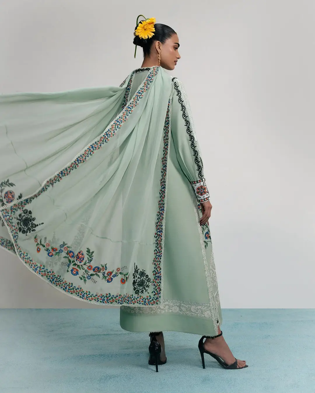 3 Pcs Women's Unstitched Embroidered Suit(nf)