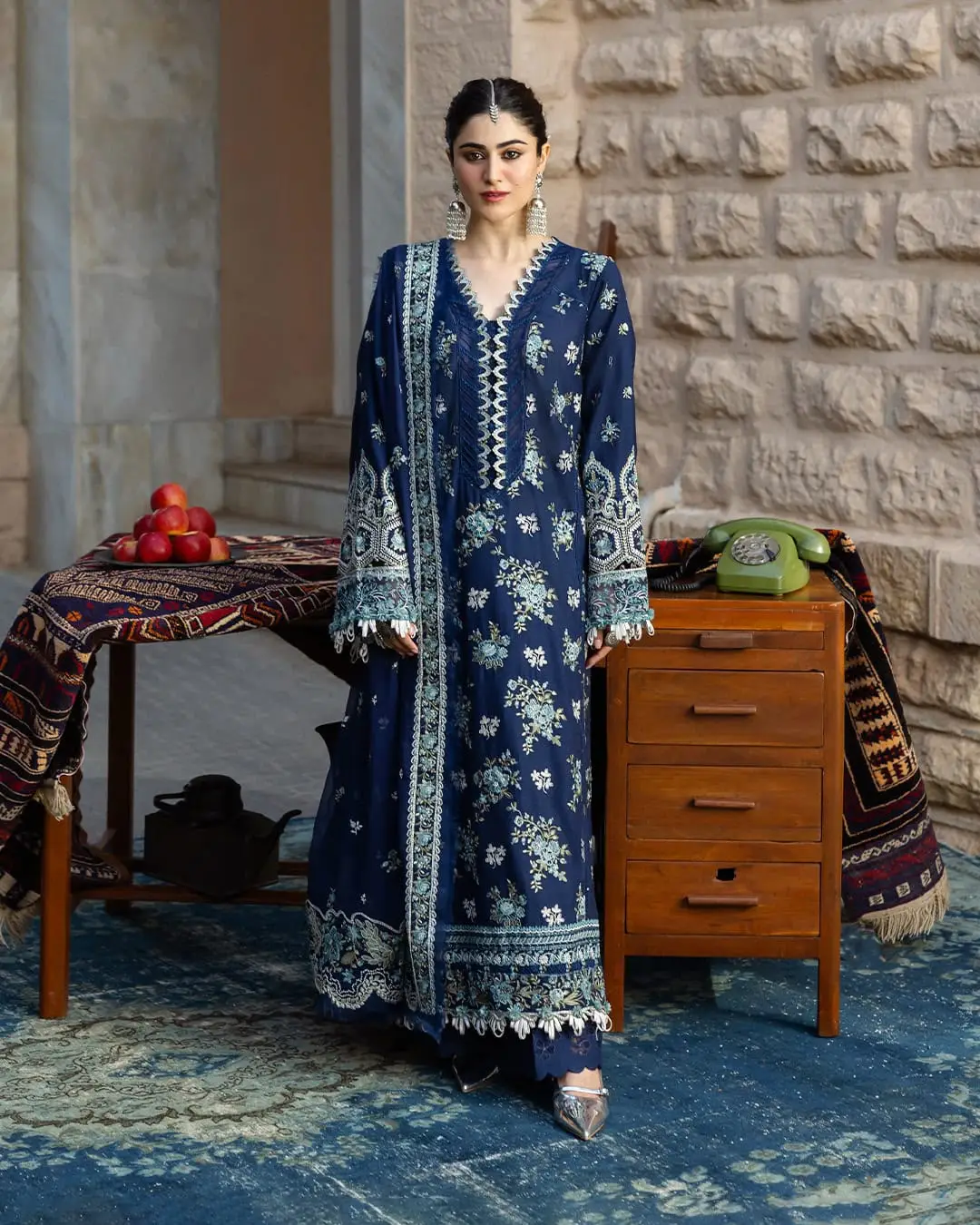 3 Pcs Women's Unstitched Embroidered Suit(nf)