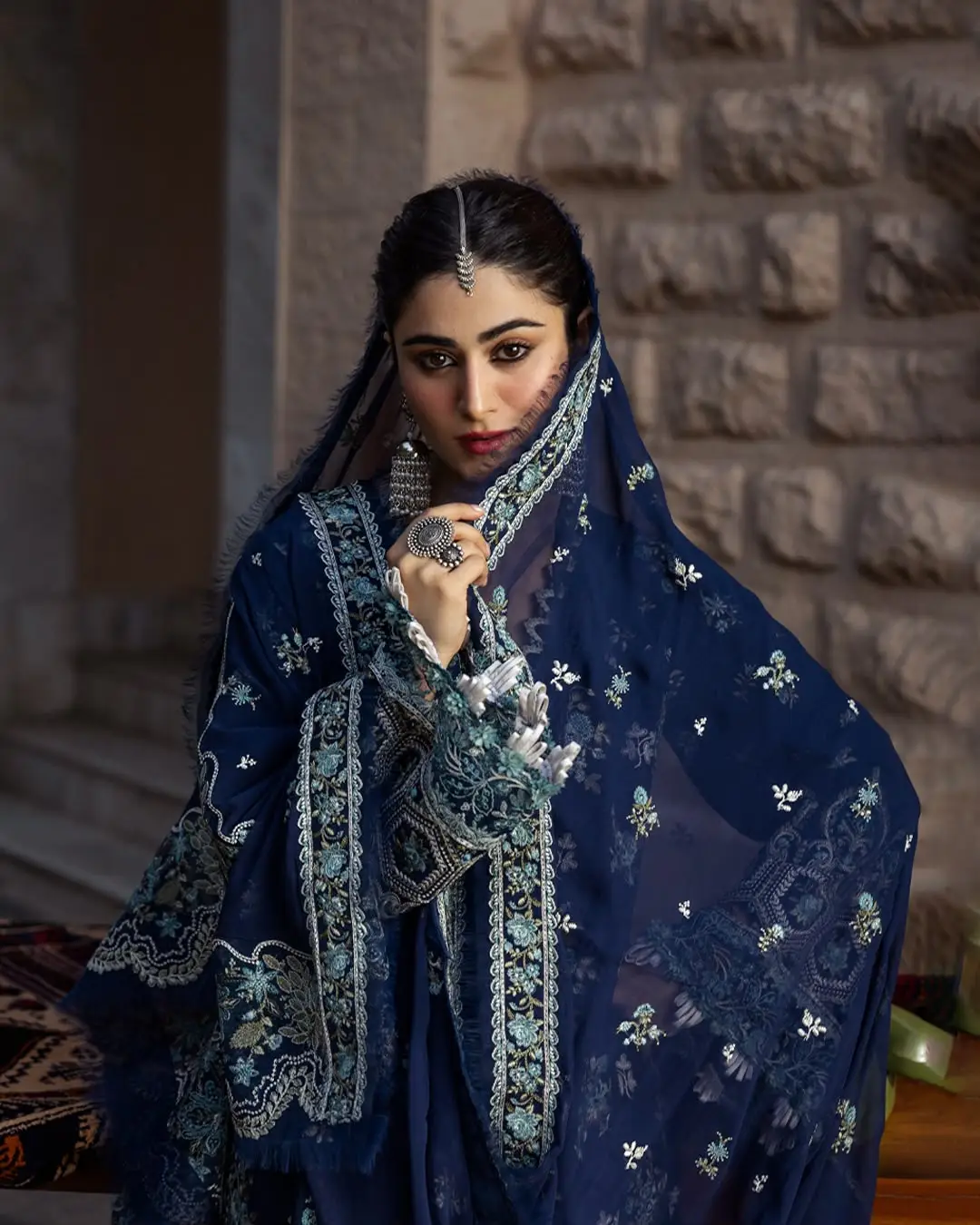 3 Pcs Women's Unstitched Embroidered Suit(nf)
