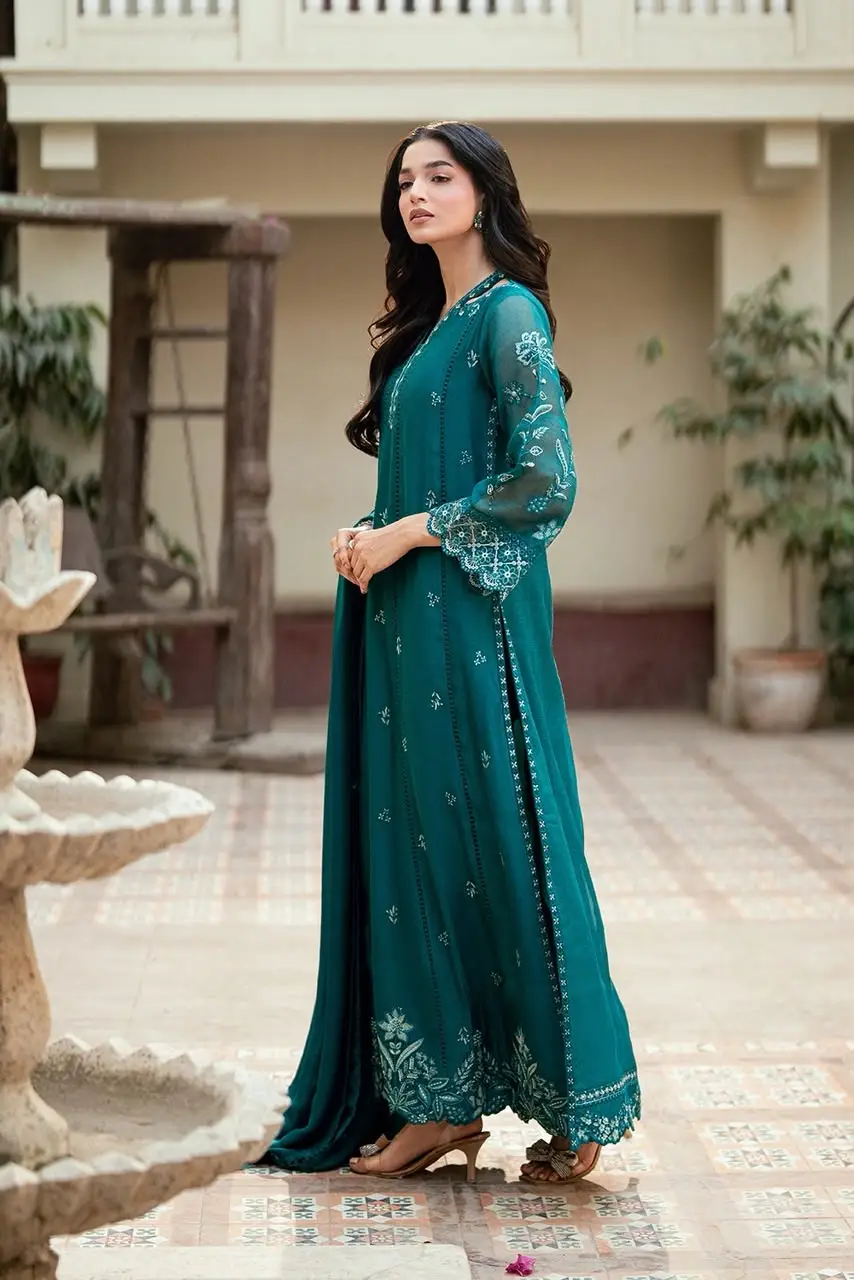 3 Pcs Women's Unstitched Embroidered Suit(skf)