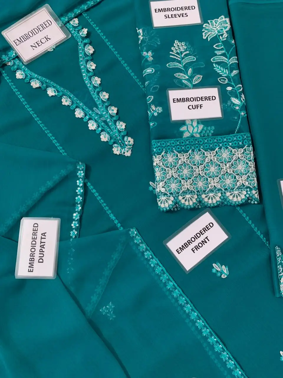 3 Pcs Women's Unstitched Embroidered Suit(skf)