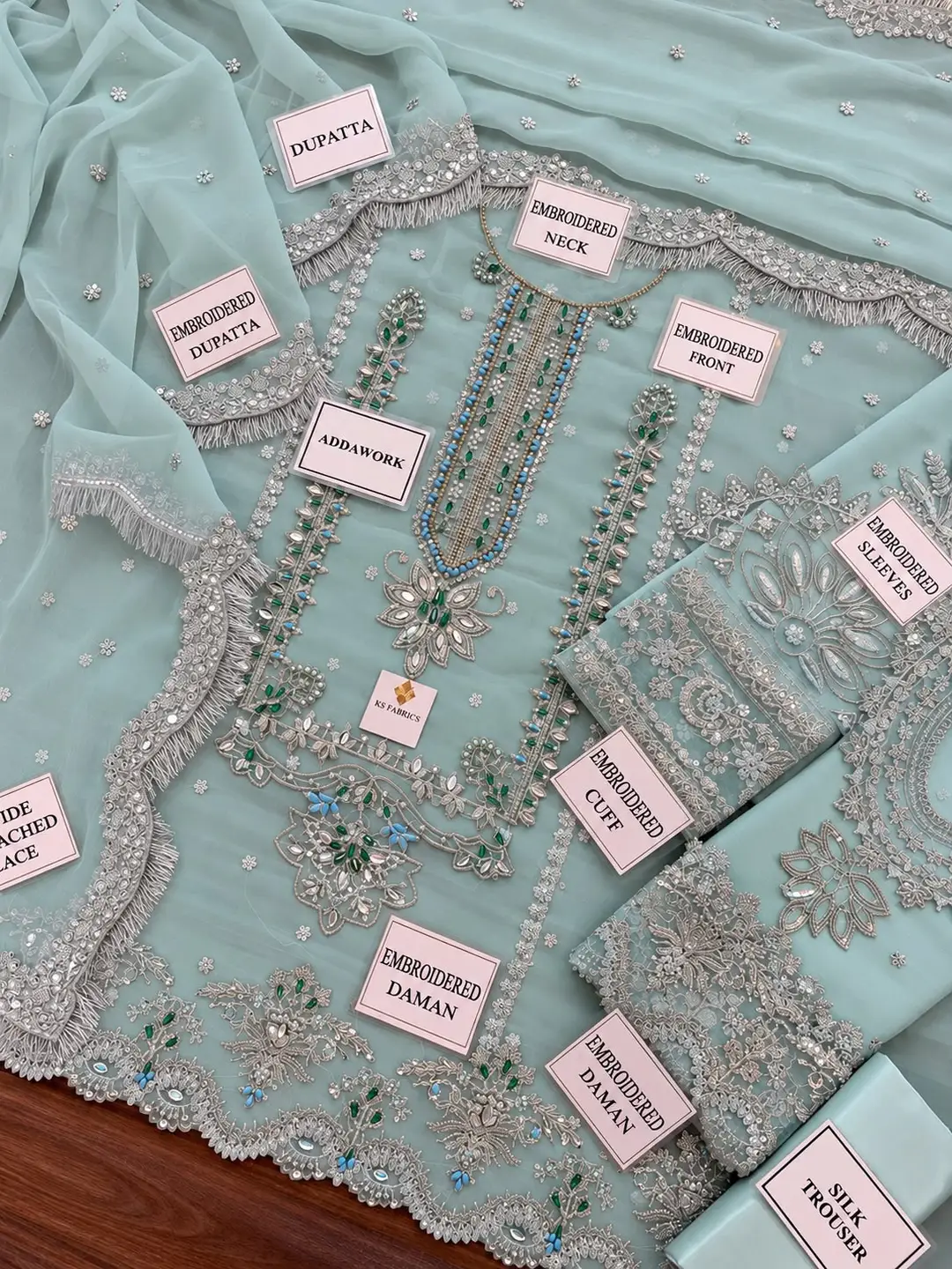 3 Pcs Women's Unstitched Hand Embroidered Suit(skf)
