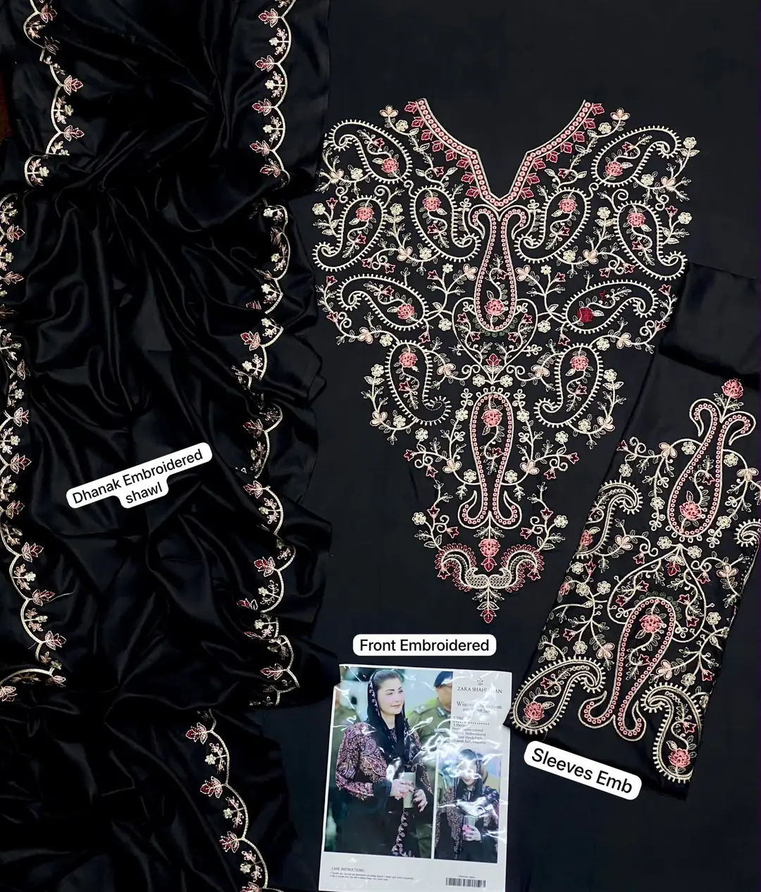 3 Pcs Women's Unstitched Embroidered Suit(sf)