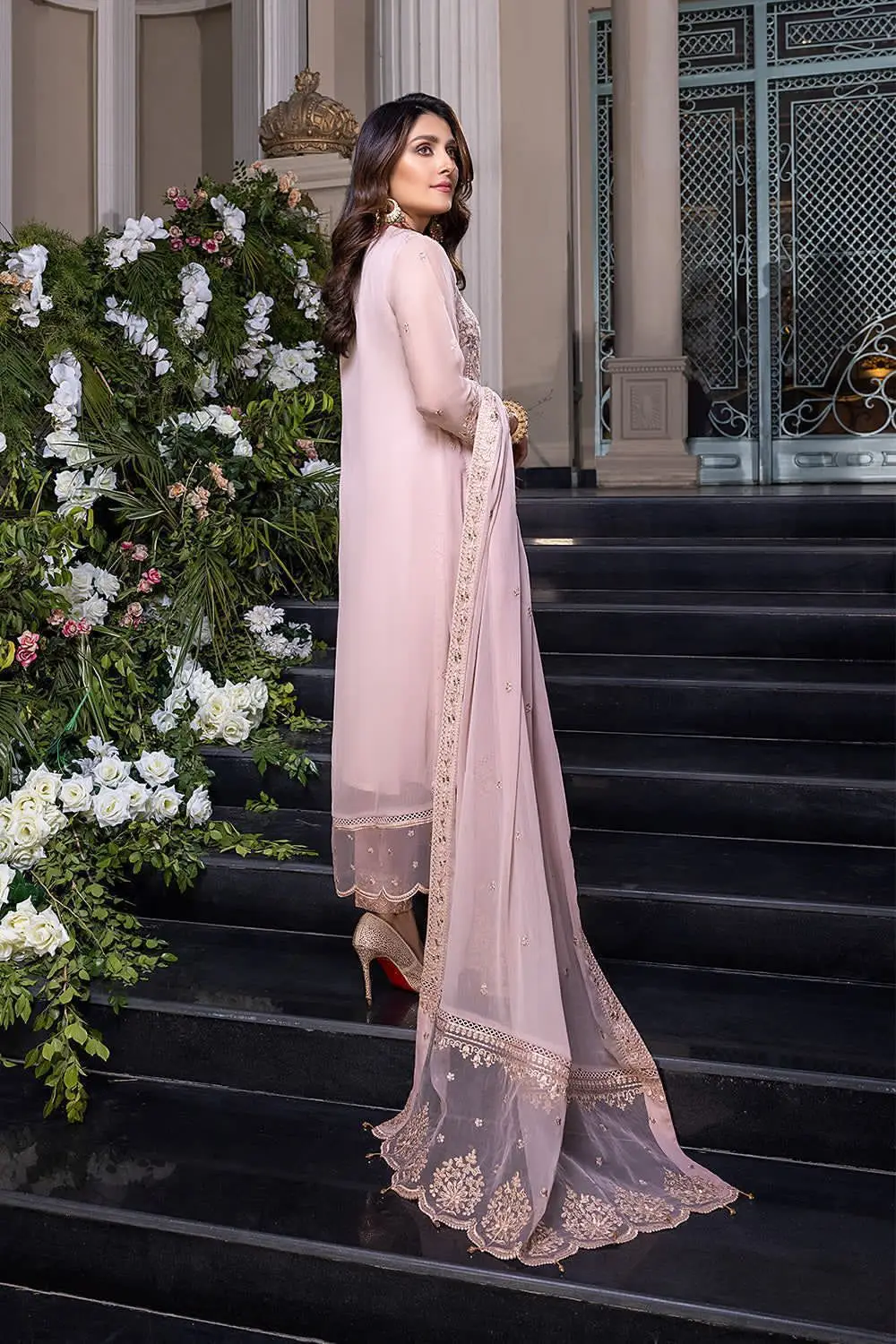 3 Pcs Women's Unstitched Zari Tilla Embroidered Suit(mi)