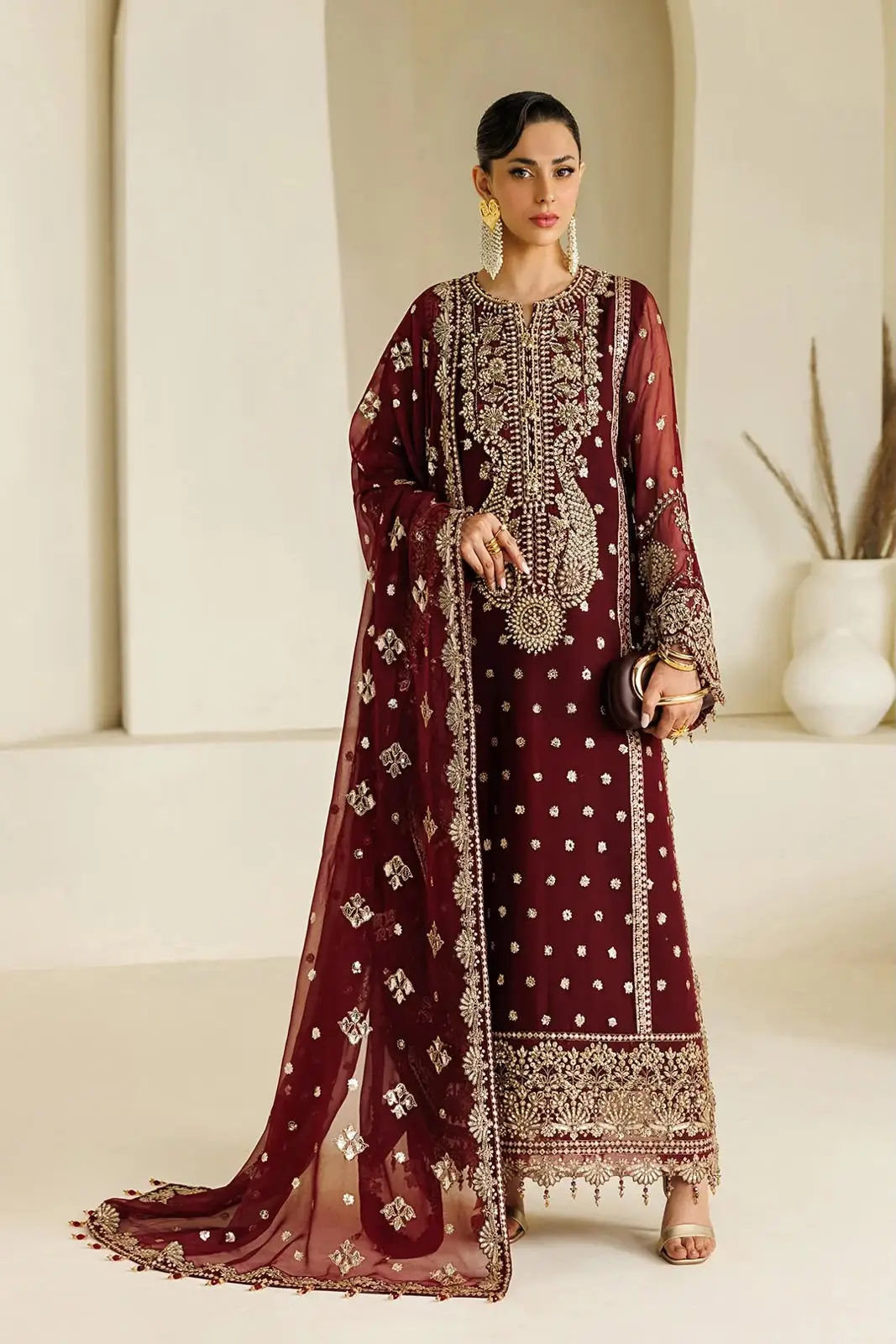 3 Pcs Women's Unstitched Hand Embroidered Suit(mi)