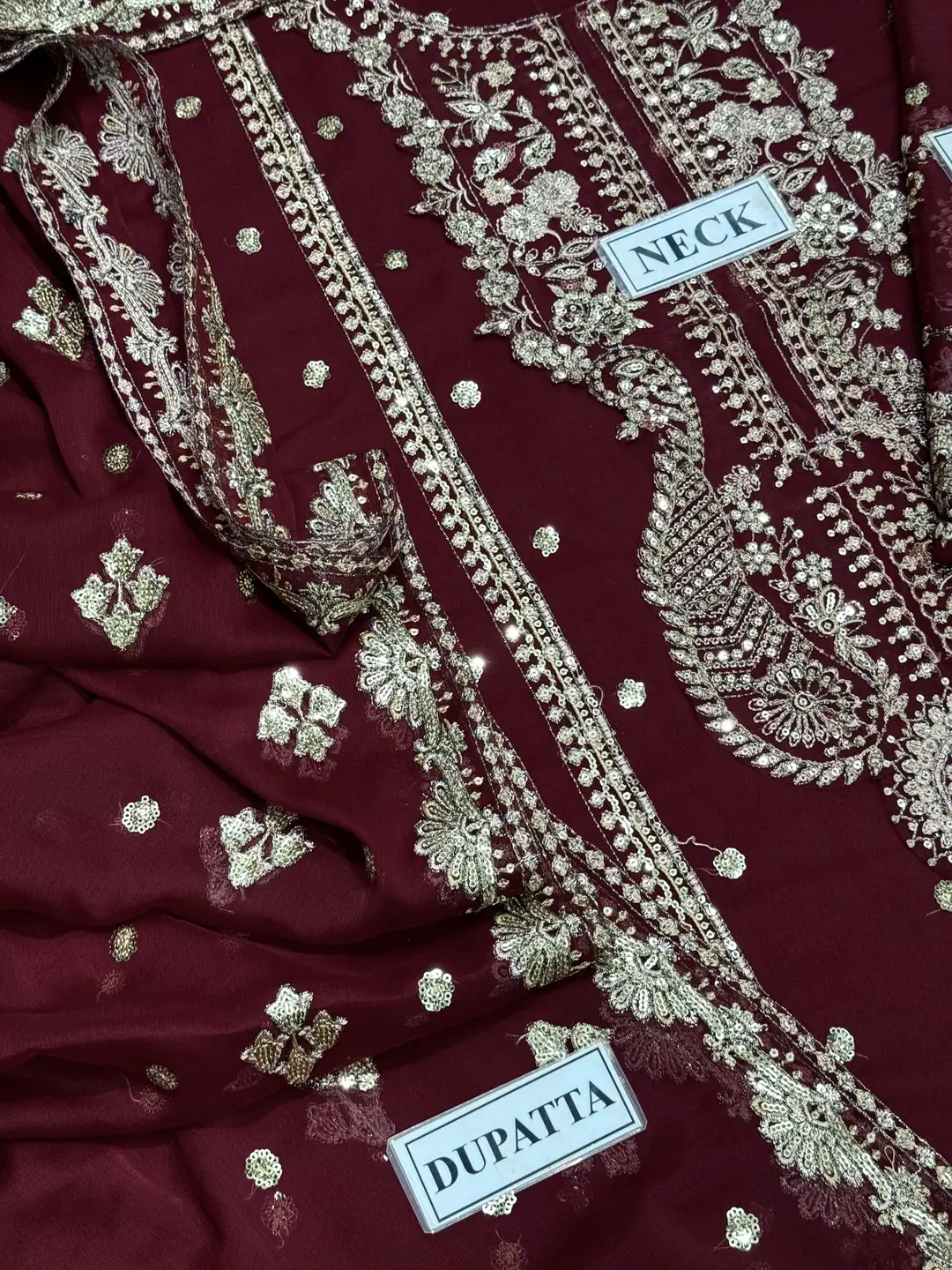 3 Pcs Women's Unstitched Hand Embroidered Suit(mi)