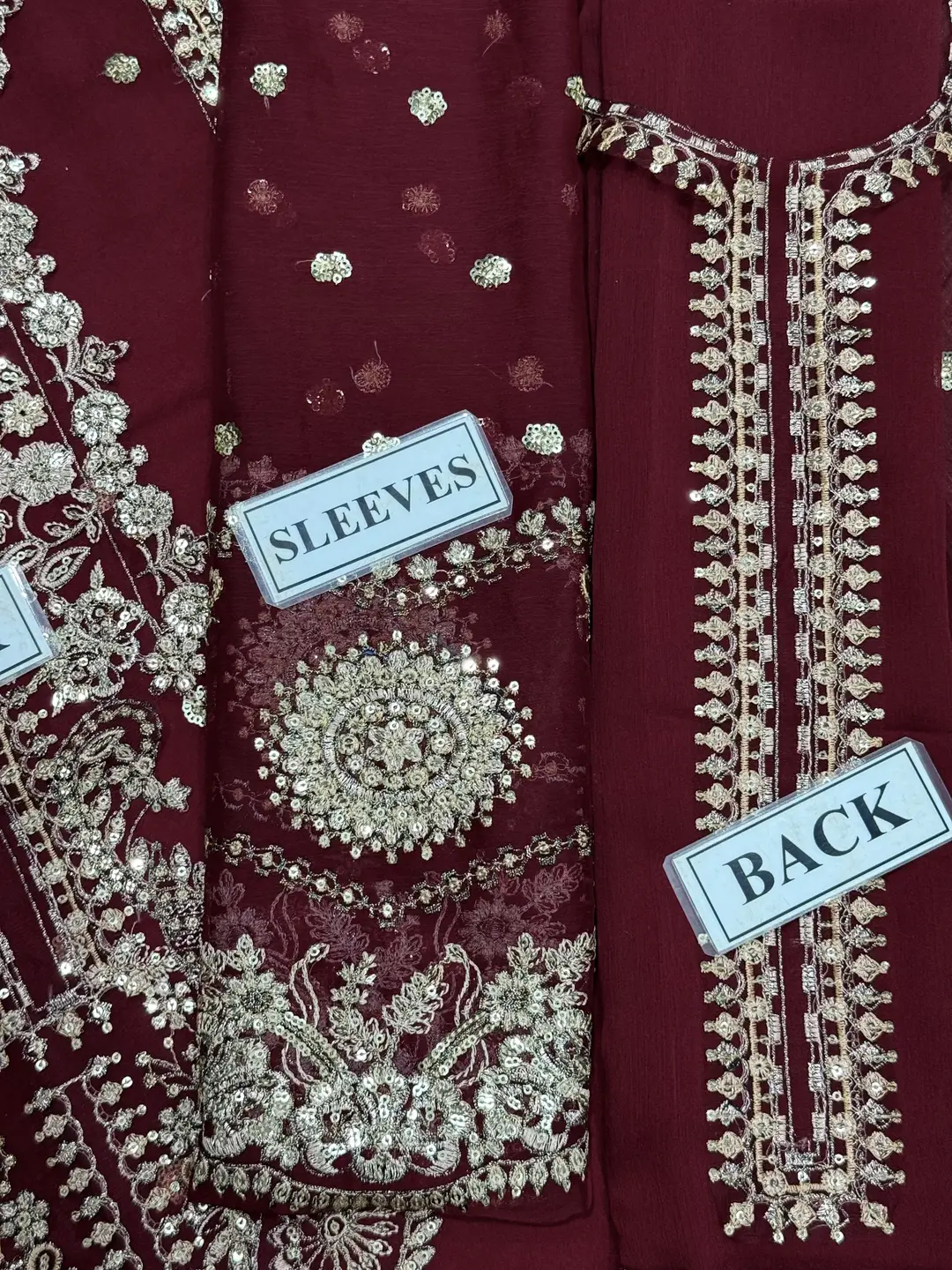 3 Pcs Women's Unstitched Hand Embroidered Suit(mi)
