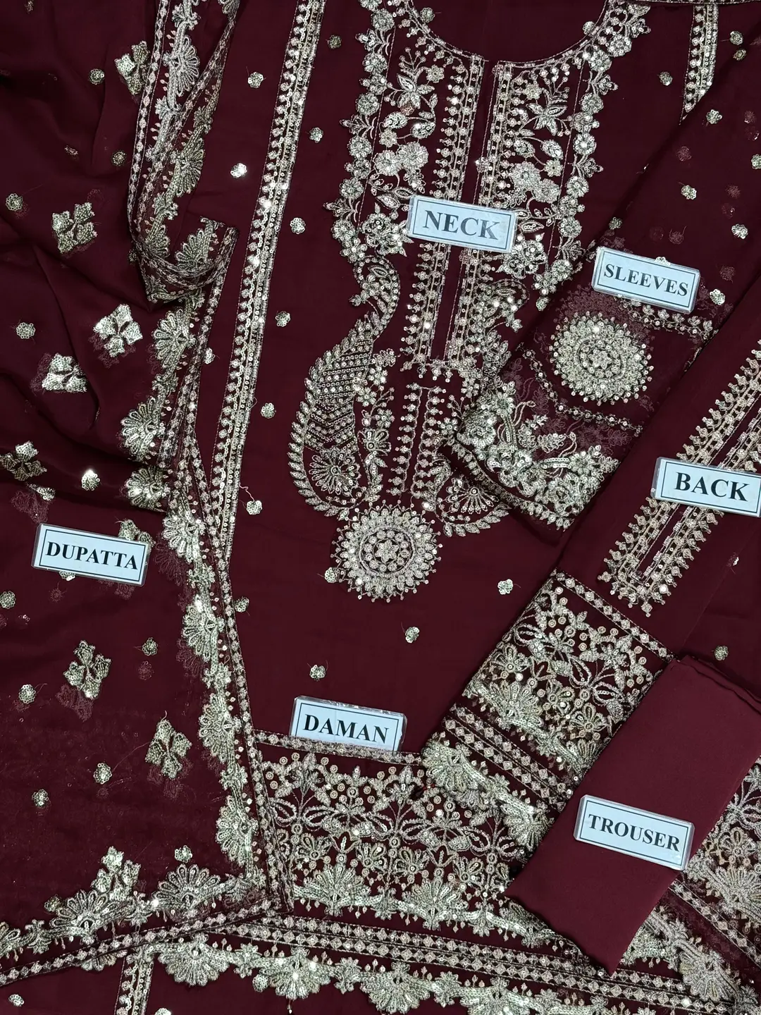 3 Pcs Women's Unstitched Hand Embroidered Suit(mi)