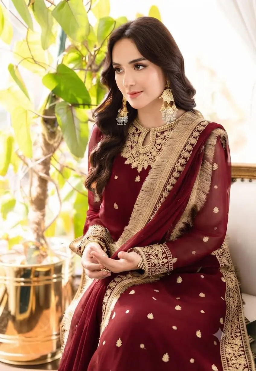 3 Pcs Women's Unstitched Sequins Embroidered Suit(mi)