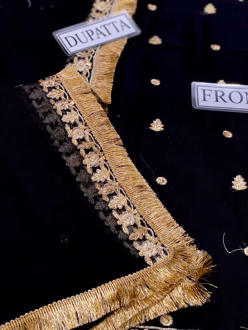 3 Pcs Women's Unstitched Sequins Embroidered Suit(mi)