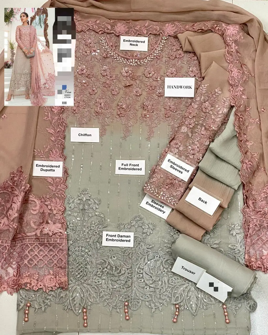3 Pcs Women's Unstitched Embroidered Suit(mi)