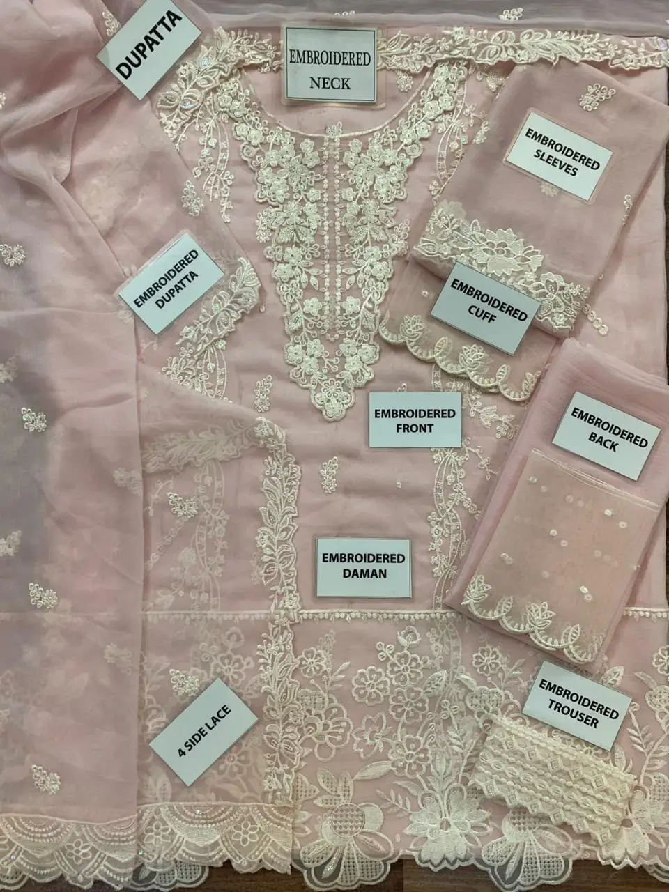 3 Pcs Women's Unstitched Embroidered Suit(skf)