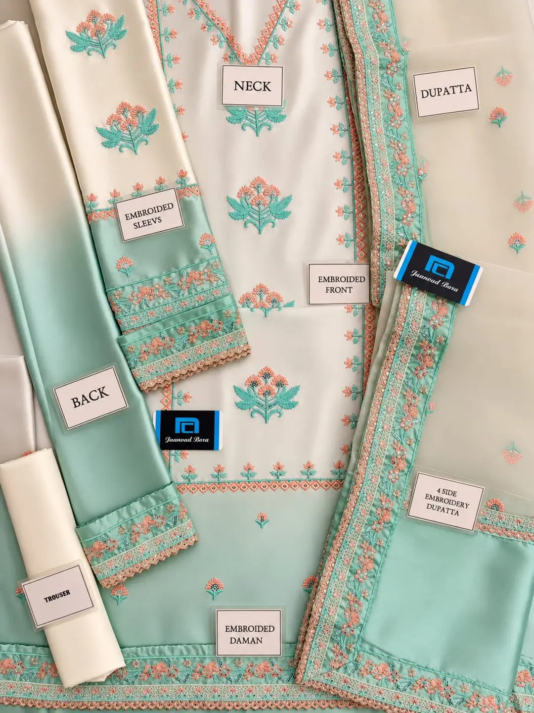 3 Pcs Women's Unstitched Embroidered Suit(mi)