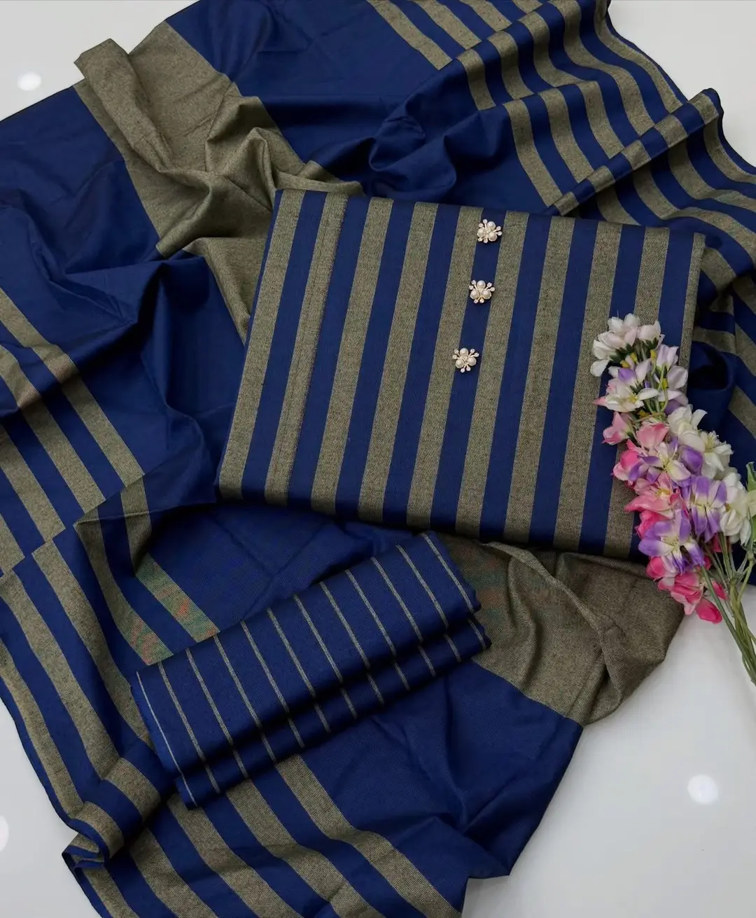 3 Pcs Women's Unstitched Printed Suit(bf)