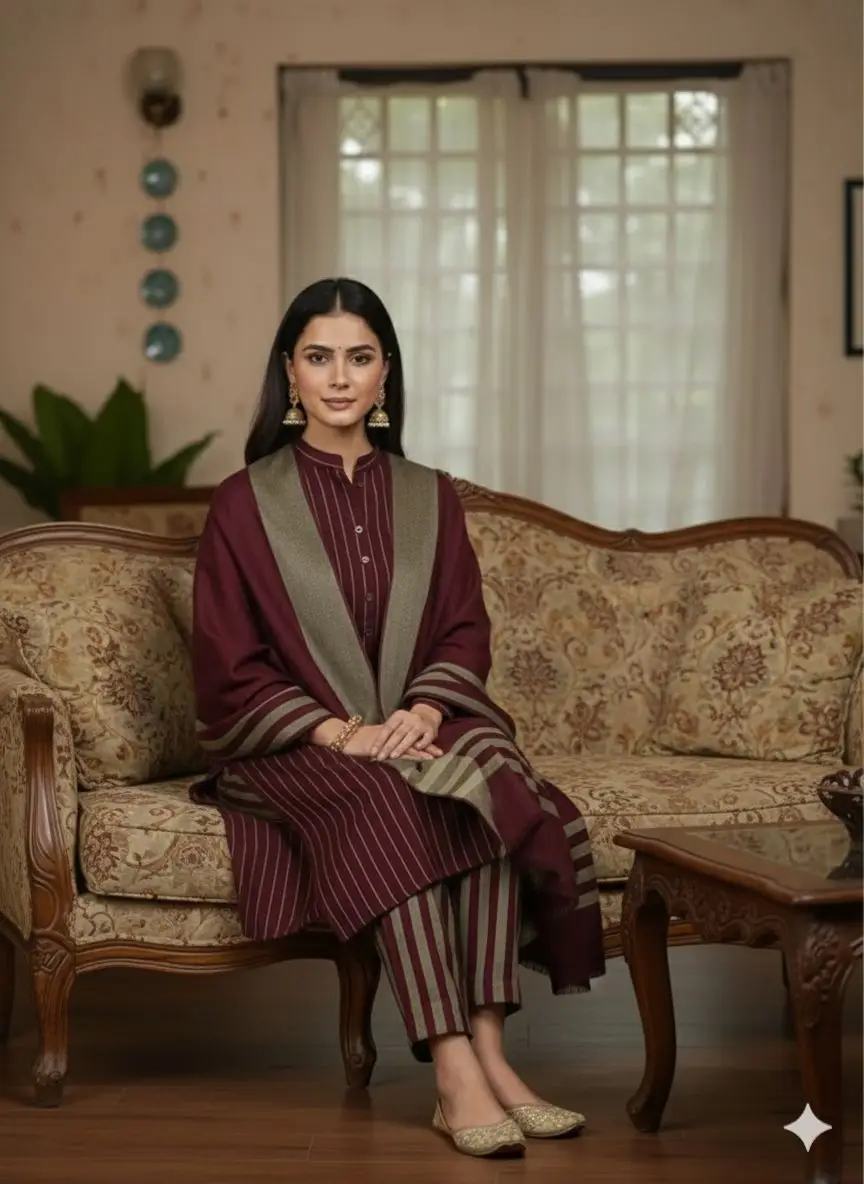 3 Pcs Women's Unstitched Printed Suit(bf)